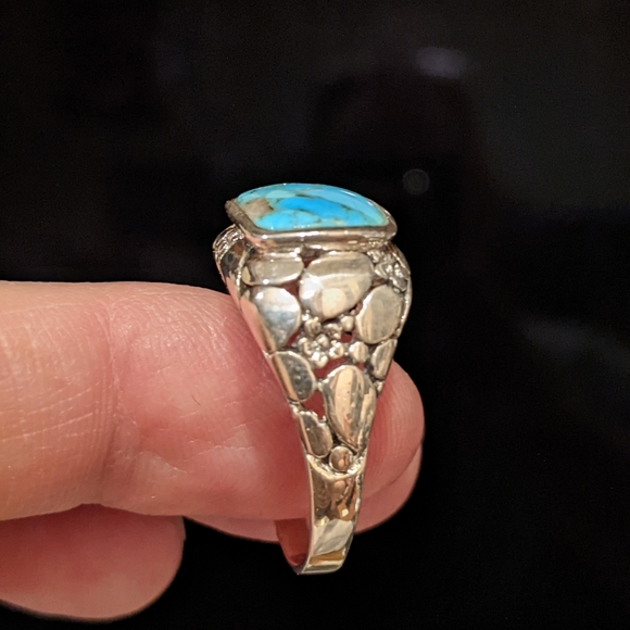 Kingman Turquoise .925 Silver Ring, size 8.5 - Picture 12 of 16